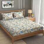 Designer Paisley Elastic Fitted Cotton King size Bedsheet with 2 Pillow covers |by Supreme Home Collective