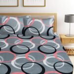 Grey Circle 360 Degree Elastic Fitted king size Bedsheet with Pillow cover |by Supreme Home Collective