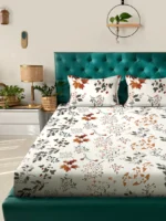 Premium Autumn Leaves Printed Elastic Fitted King size Bedsheet with 2 Pillow cover |by Supreme Home Collective - Image 2
