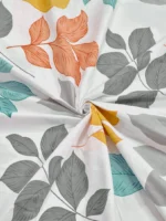 Premium Orange leaf printed Elastic fitted Cotton King size Bedsheet with 2 Pillow covers |by Supreme Home Collective - Image 2
