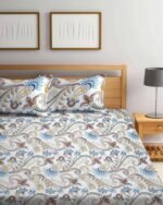 Designer Paisley Elastic Fitted Cotton King size Bedsheet with 2 Pillow covers |by Supreme Home Collective - Image 2