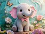 7D Digital Printed Cute Little Elephant Baby Bedsheet (Buy 1 Get 1 Free ) - Image 2