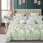 Premium Elastic Fitted Pastel Green Floral King size Bedsheet with 2 Pillow covers |by Supreme Home Collective