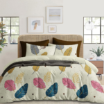 Premium Cotton 210 TC Feathers Printed Flat Queen size Bedsheets with 2 Pillow Covers | by Supreme Home Collective