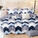 Premium Elastic Fitted Blue Stripe Cotton King size Bedsheet with 2 Pillow covers |by Supreme Home Collective
