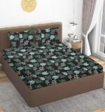 Premium Green Leaf Cotton Elastic Fitted King size Bedsheets with Pillow cover |by Supreme Home Collective
