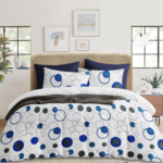 Blue Abstract Circle Printed 210 Tc Cotton Queen size Bedsheet with 2 Pillow covers |by Supreme Home Collective