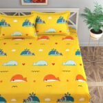 Kids Fish Character Printed Cotton Elastic Fitted King size Bedsheets with Pillow covers |by Supreme Home Collective