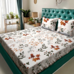Premium Autumn Leaves Printed Elastic Fitted King size Bedsheet with 2 Pillow cover |by Supreme Home Collective