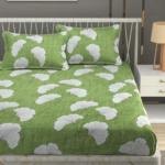 Premium Elastic Fitted Green Tropical Leaf printed king size Bedsheet with 2 Pillow cover |by Supreme Home Collective - Image 3