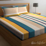 Premium Yellow Green Stripe king size Elastic Fitted Bedsheets with 2 Pillow covers |by Supreme Home Collective