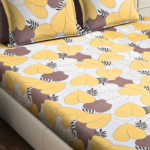 Premium Elastic Fitted Yellow Leaf Printed king size Cotton Bedsheets with 2 Pillow covers |by Supreme Home collective - Image 2