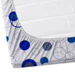 White Blue Circle Printed cotton Elastic Fitted Bedsheets with Two Pillow covers |by Supreme Home Collective - Image 2