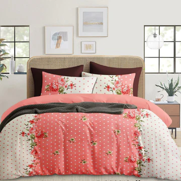 Pink  Rose Floral Printed 210 TC Cotton Queen size Bedsheet with 2 Pillow covers |by Supreme Home Collective