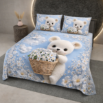 7D Digital Printed Cute Teddybear Bedsheet (Buy 1 Get 1 Free )