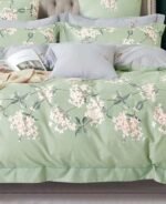 Premium Elastic Fitted Pastel Green Floral King size Bedsheet with 2 Pillow covers |by Supreme Home Collective - Image 2