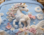 Dreamy Unicorn Floral 7D Digital Printed Bedsheet (  Buy 1 Get 1 Free ) - Image 2