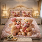 Premium Brown Cute Teddy Bears 7D Digital Printed Queen size Bedsheets with 2 Pillow covers |by Supreme Home Collective